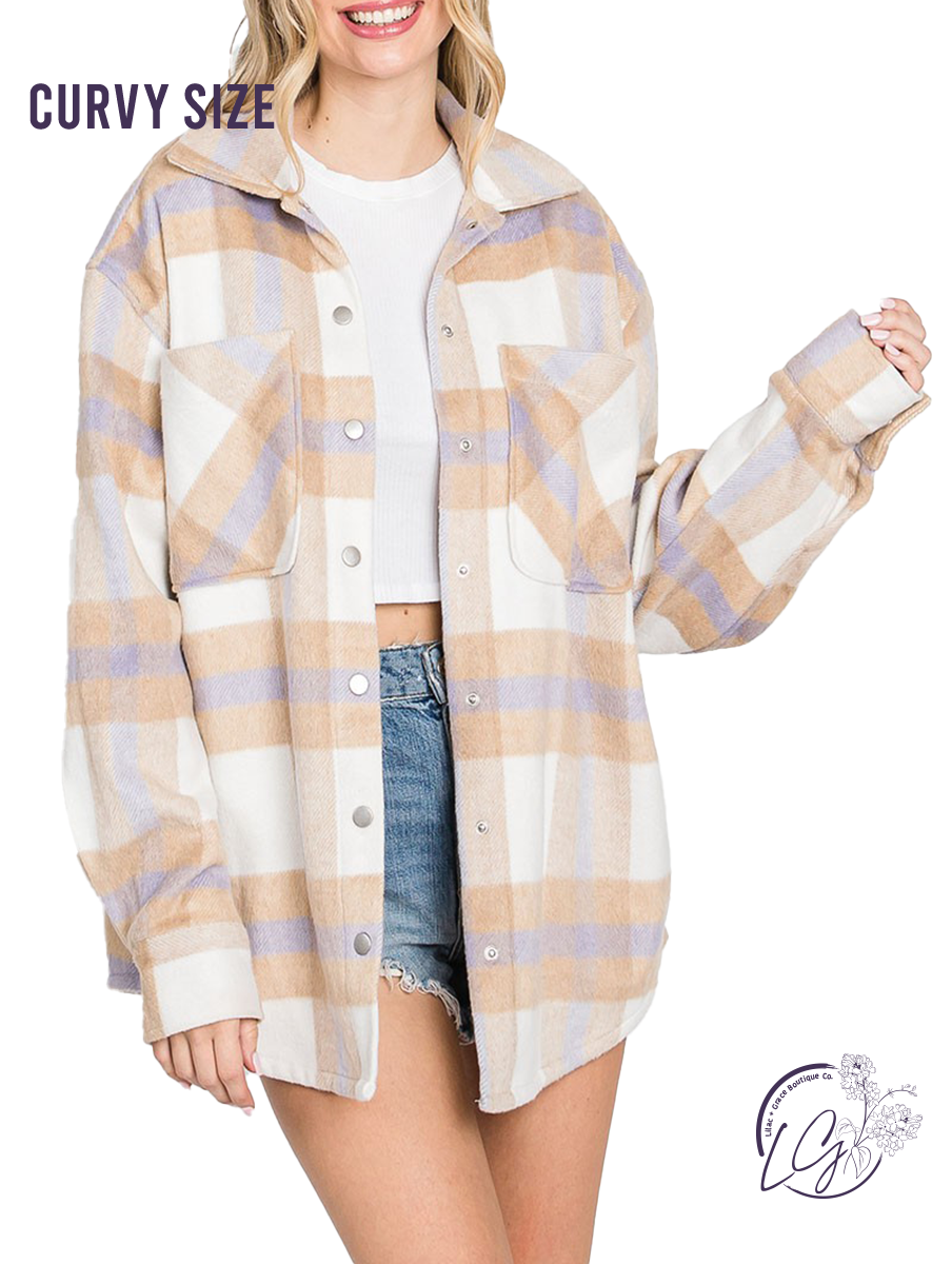 Curvy Check It Off Plaid Shacket