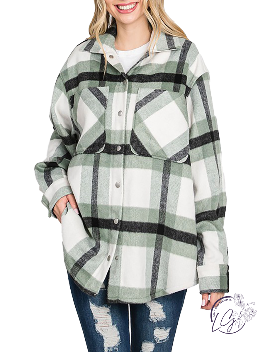 Curvy Check It Off Plaid Shacket