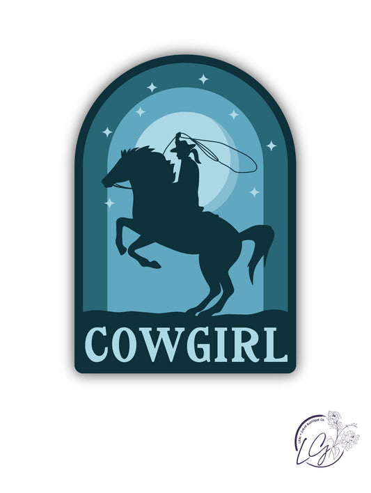 Blue Cowgirl Arch Sticker