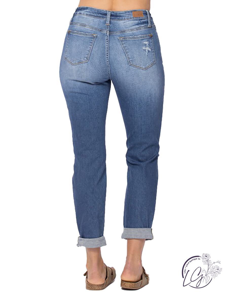 Shirley High-Rise Distressed Boyfriend by Judy Blue (Mobile)