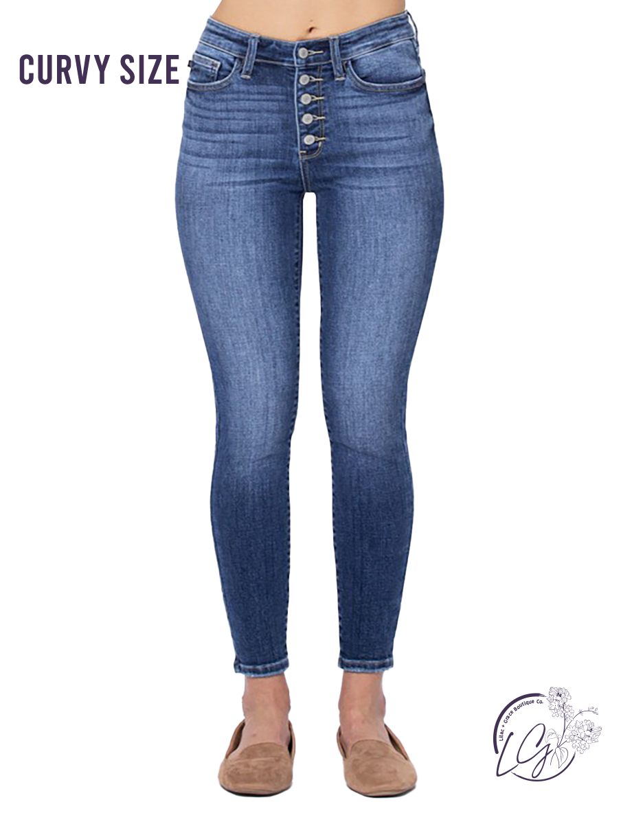 Curvy Frankie High-Rise Button Fly Skinny by Judy Blue