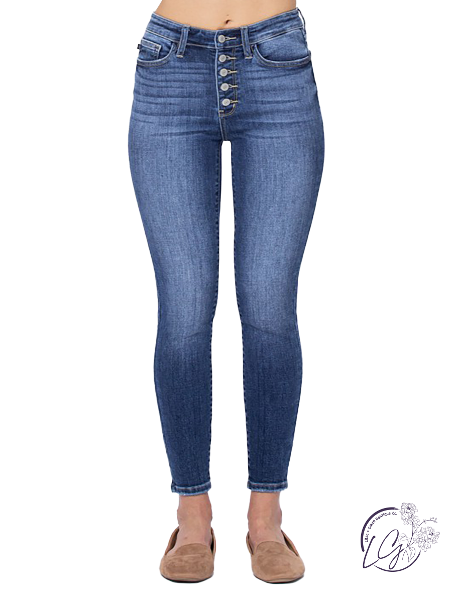 Frankie High-Rise Button Fly Skinny by Judy Blue