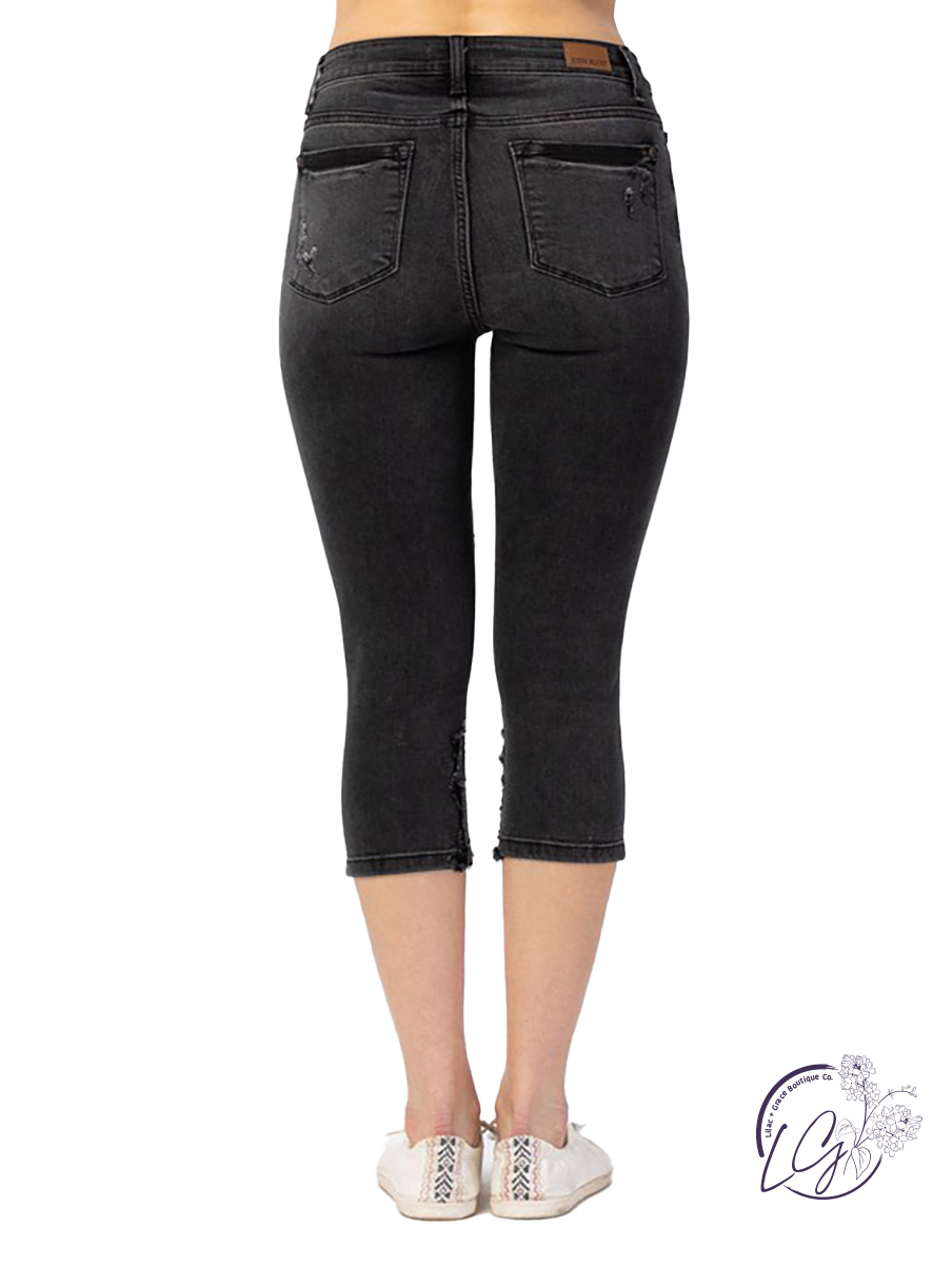 Remi High-Rise Distressed Capri by Judy Blue