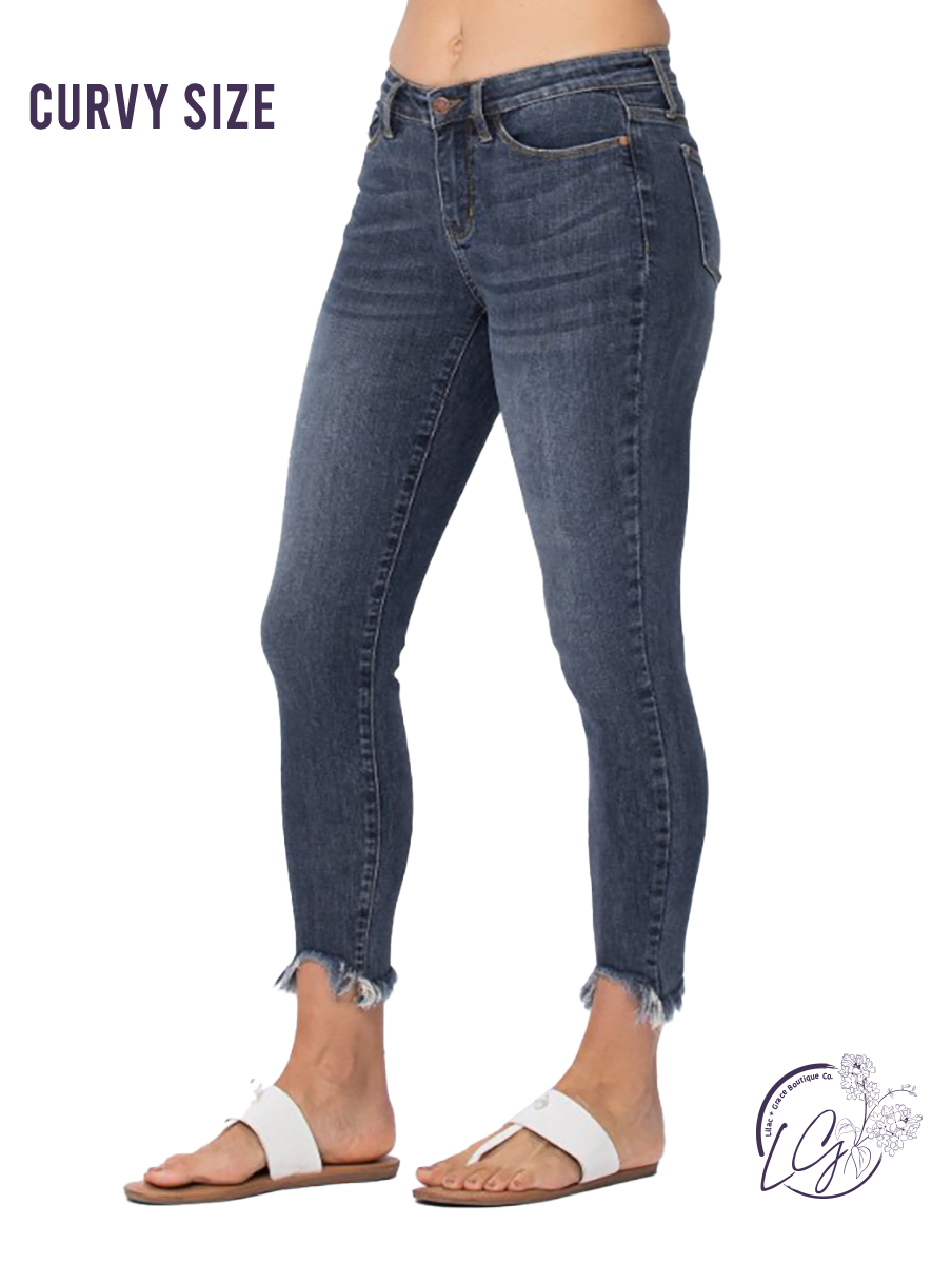 Curvy May Mid-Rise Shark Bite Skinny by Judy Blue