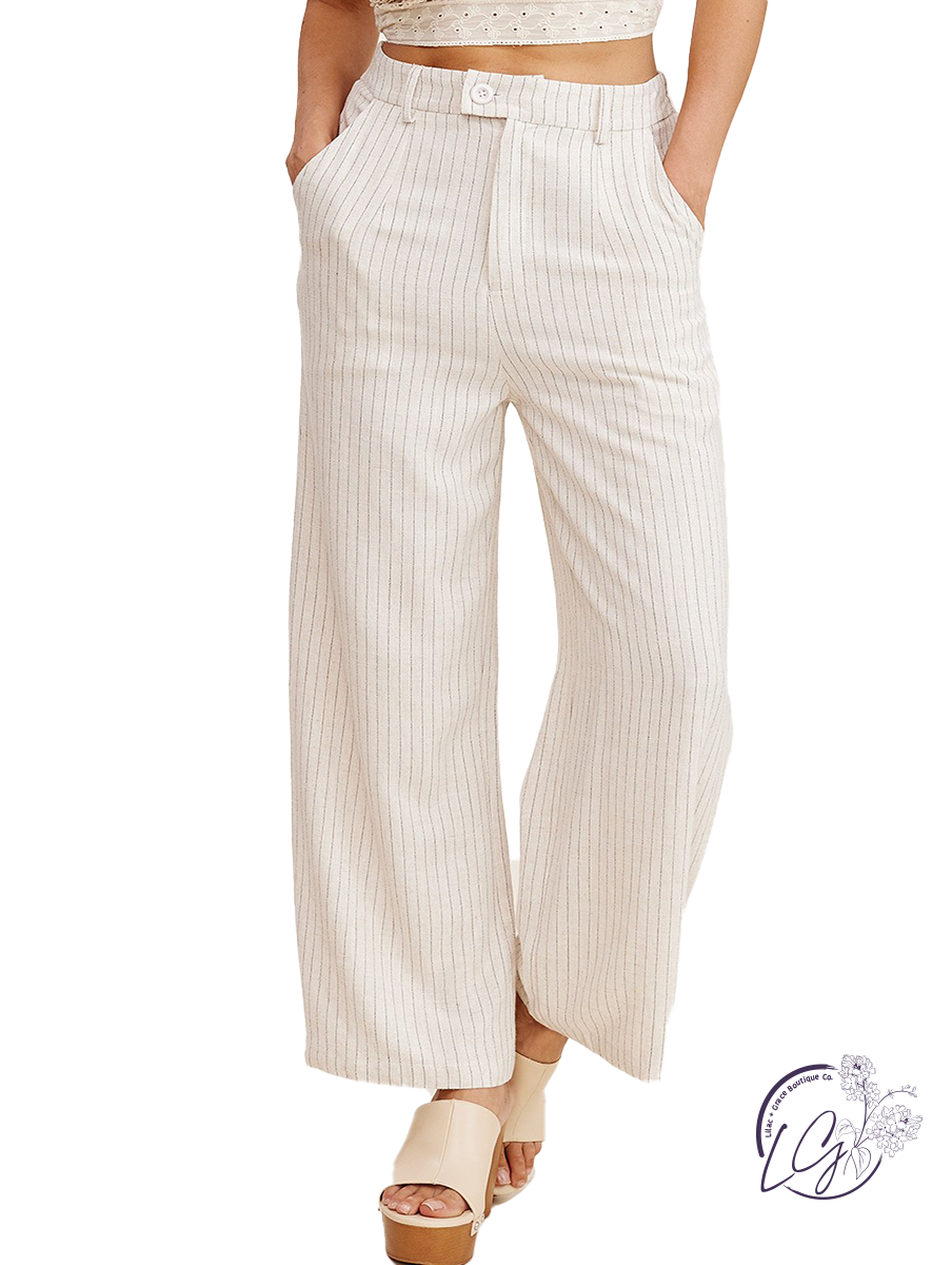 Mine Only Stripe Down Linen Trouser