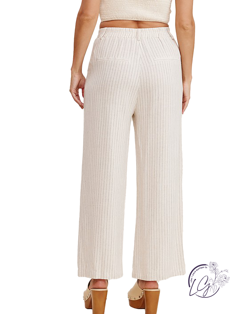 Mine Only Stripe Down Linen Trouser