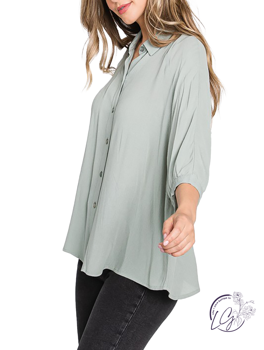 Midnight Fun Oversized 3/4 Sleeve Top