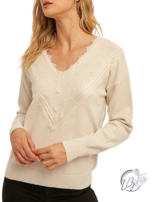 Only The Best Lace Trim Sweater