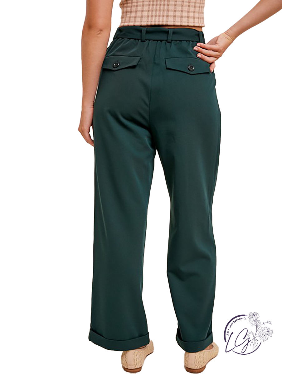 Coming Soon High-Rise Belted Trouser Pants