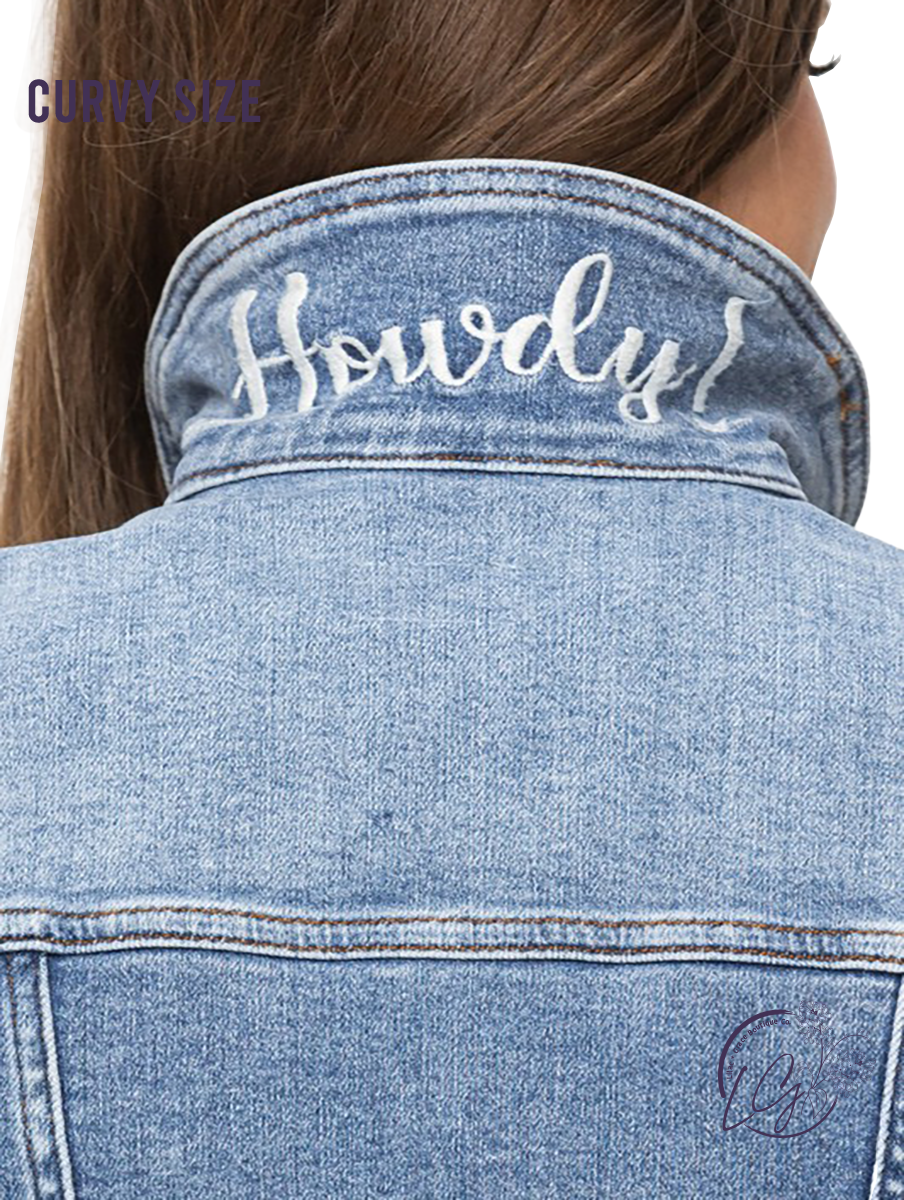 Curvy Aubree Denim Jacket w/ Howdy Embroidery by Judy Blue