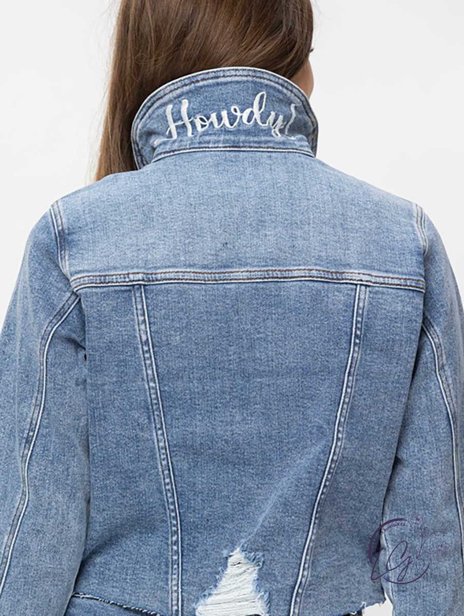 Aubree Denim Jacket w/ Howdy Embroidery by Judy Blue