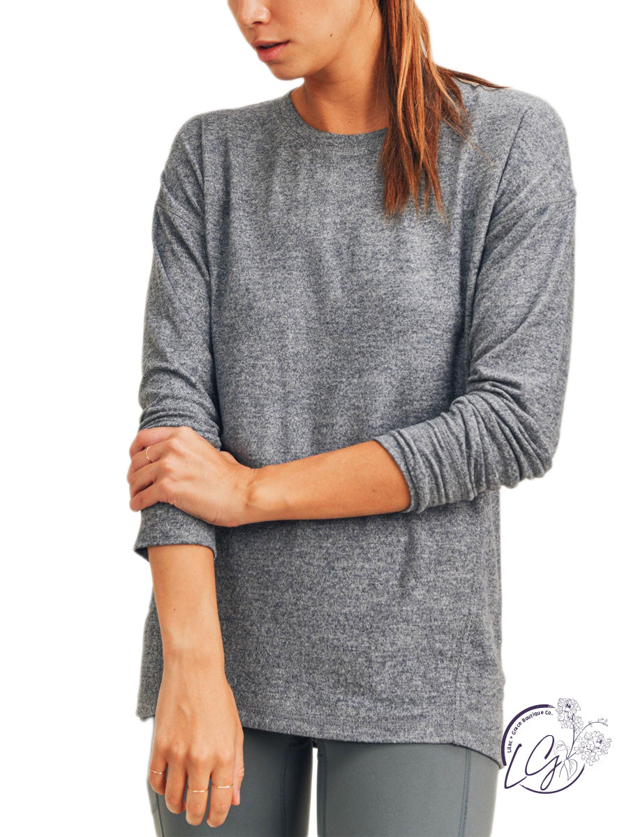 Brushed Crew Neck Long Sleeve Top