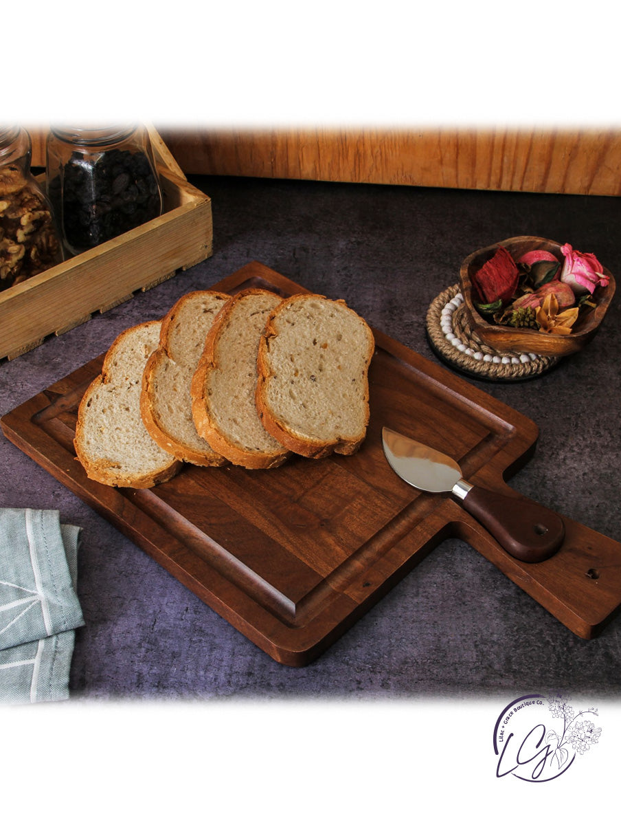 Acacia Wood Cheese Board w/Knife