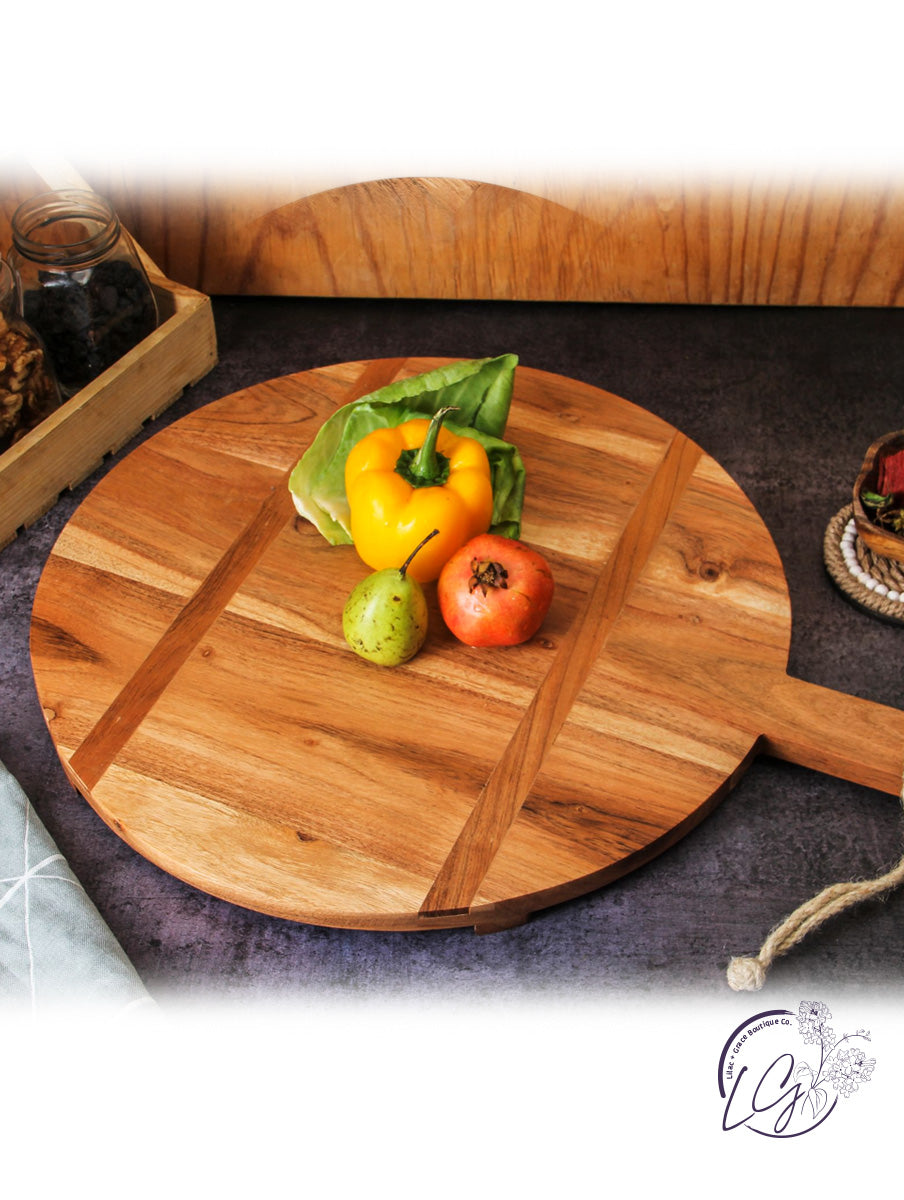 Round Acacia Wood Serving Board