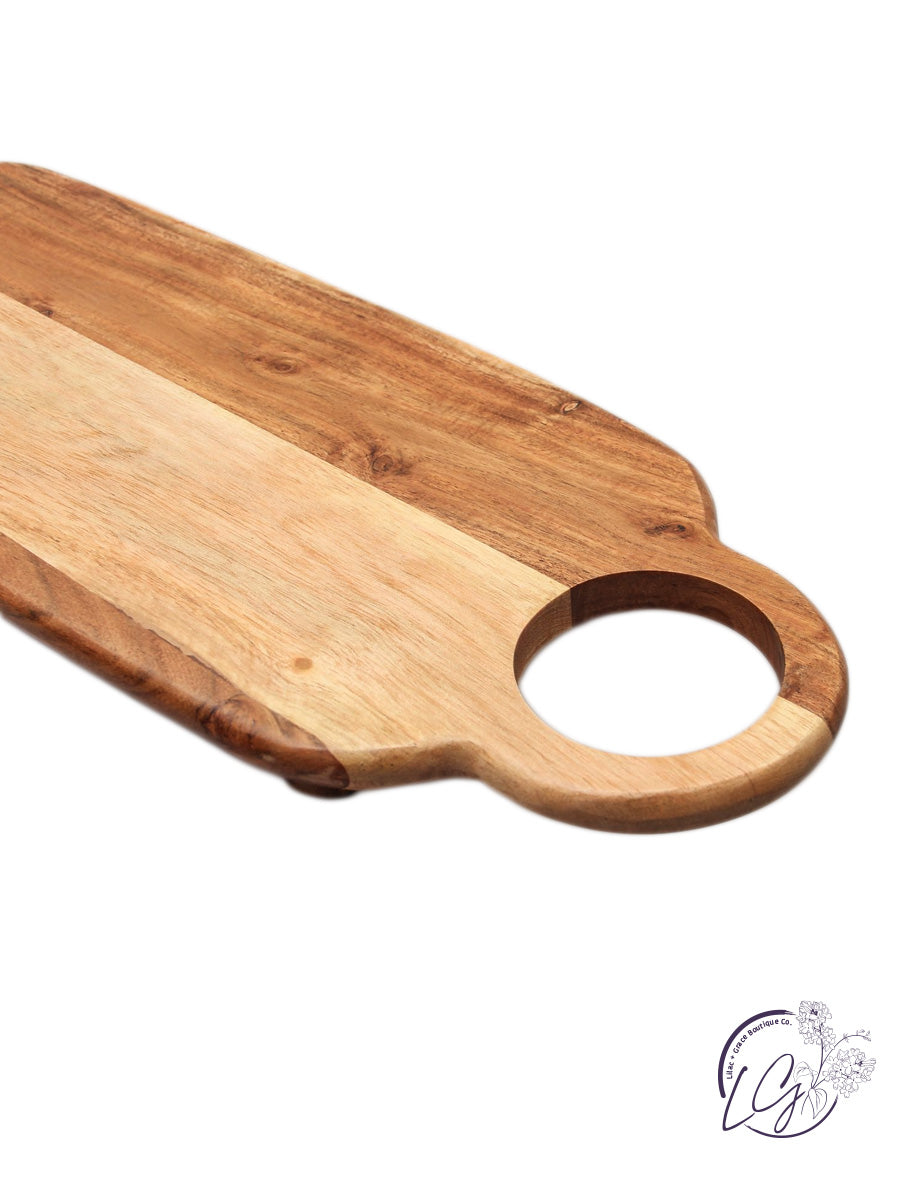 Acacia Wood Long Serving Board w/Handles