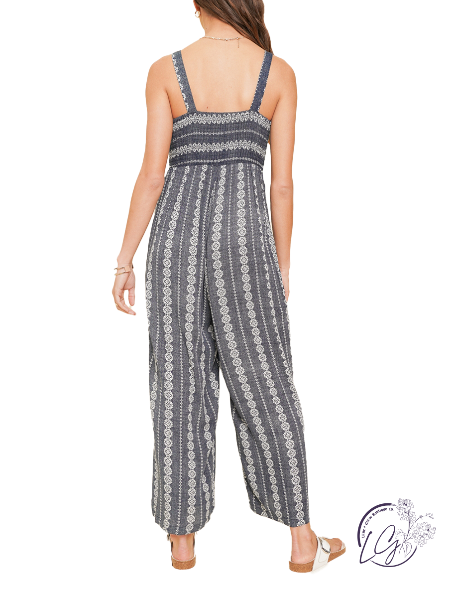 Chain Of Command Smocked Jumpsuit