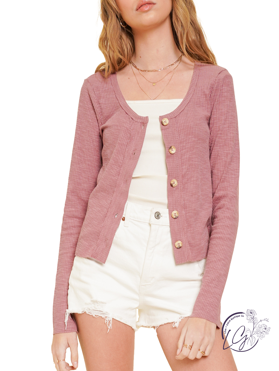 Happy Thoughts Ribbed Short Cardigan