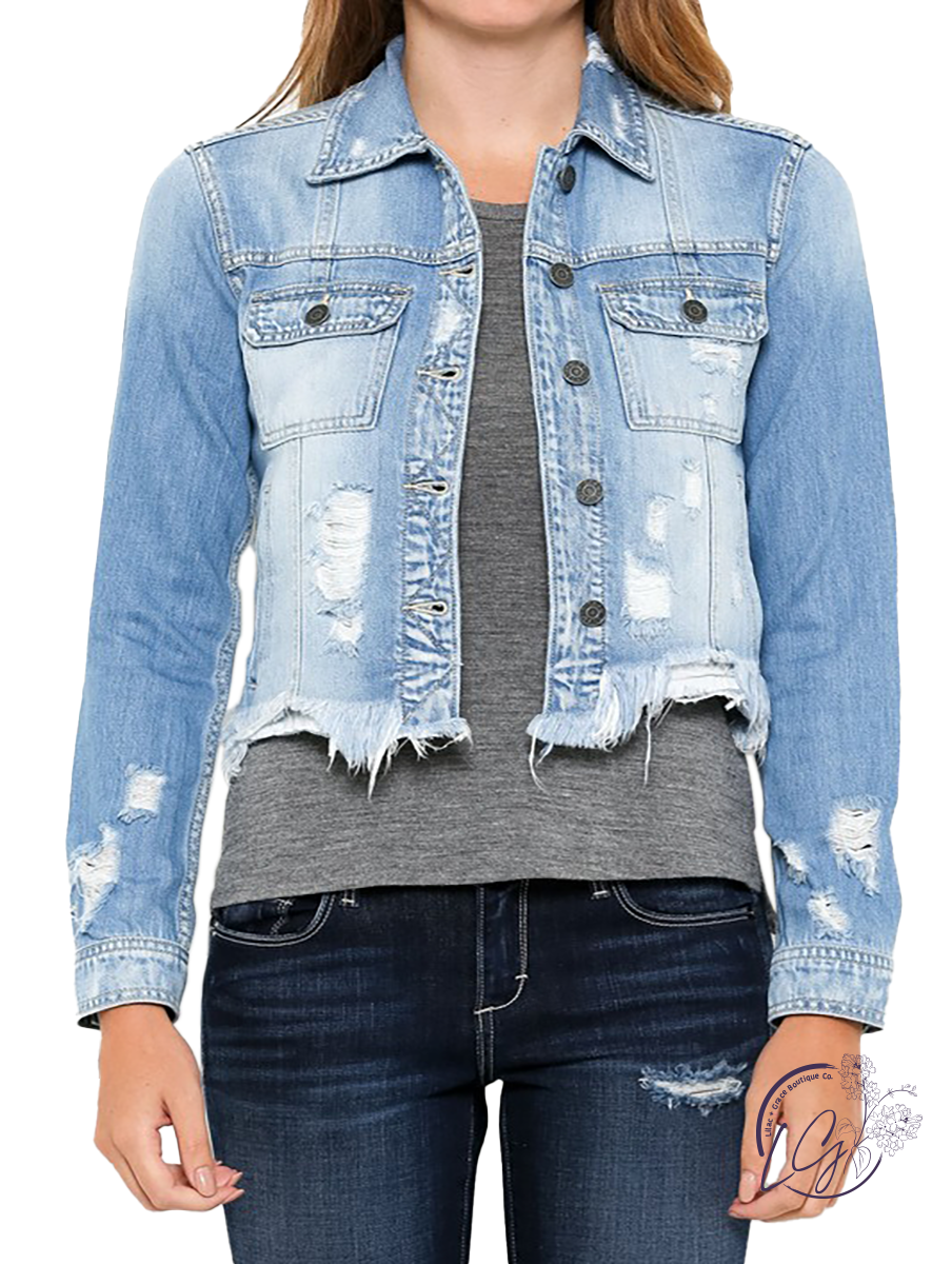 Rebel Light Wash Cropped Denim Jacket by Hidden Jeans