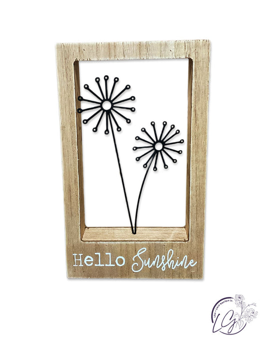 WOOD FRAMED DANDELION SIGN