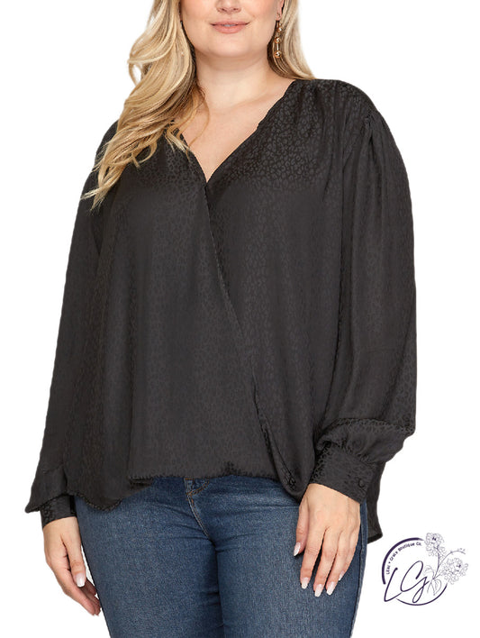 Curvy Us Together Surplice Jacquard Top