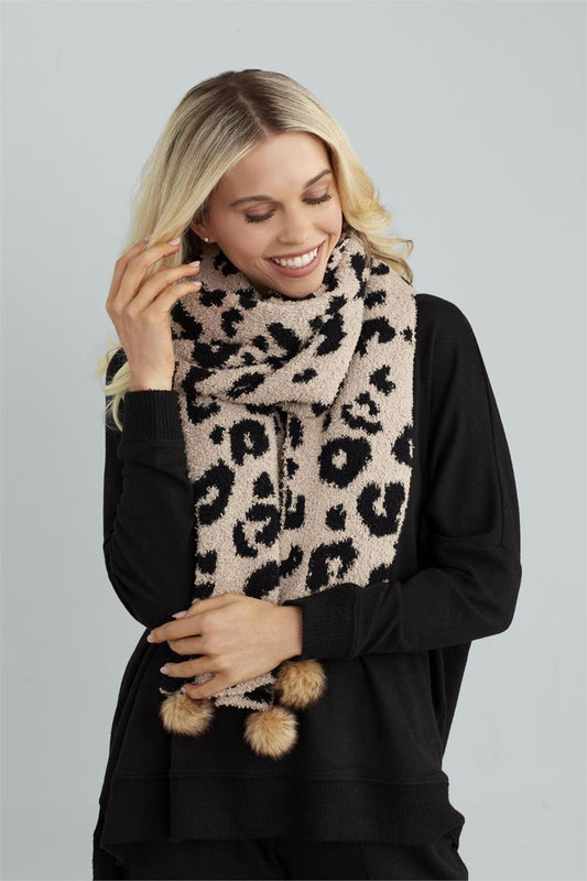 Tan Leopard Chenille Scarf