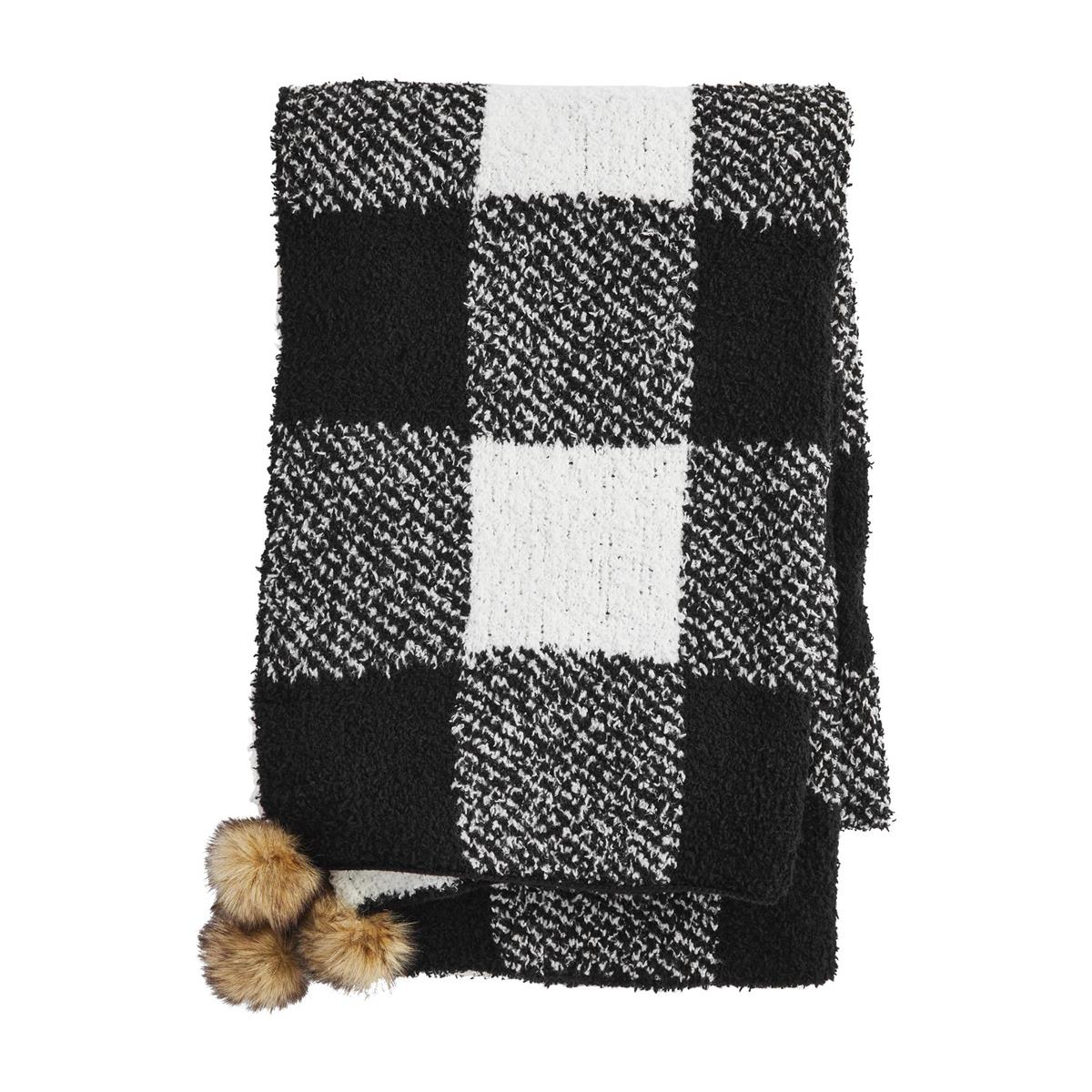 White Check Chenille Scarf