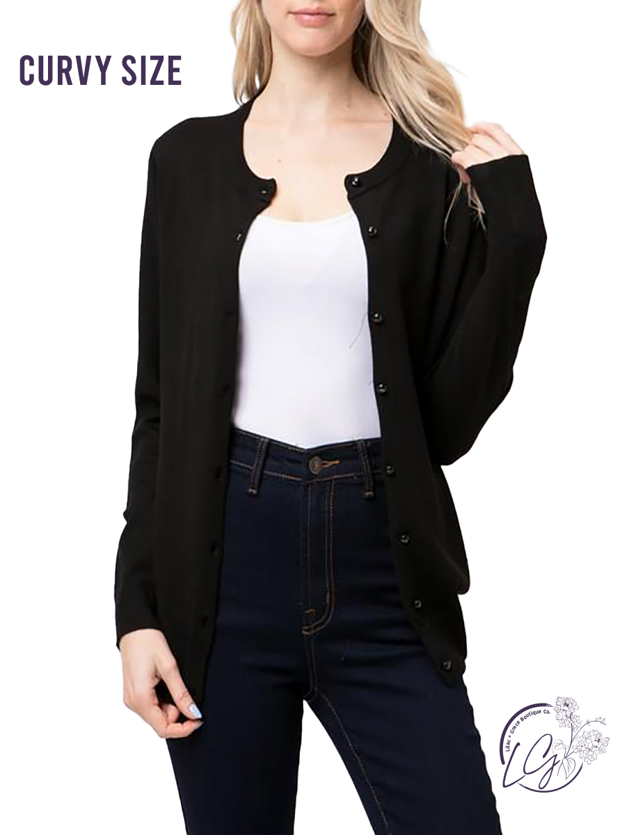 Curvy Think on it Cardigan in Black