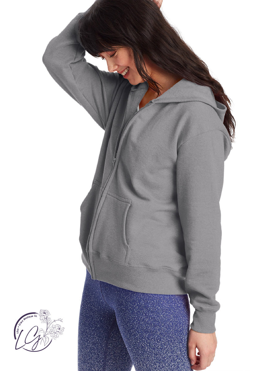 Curvy Signature Zip-Up Sweatshirt in Heather Grey