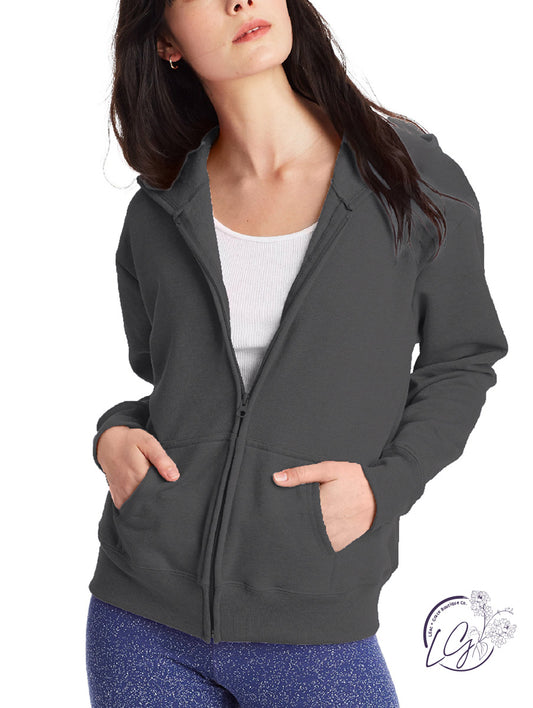 Signature Zip-Up Sweatshirt in Heather Charcoal