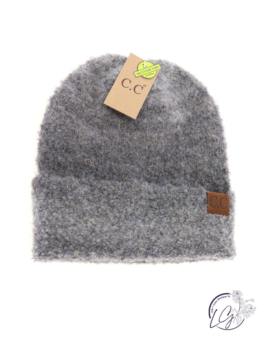 Multi-Colored Slouchy Mohair Cuffed CC Beanie