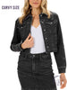 Curvy Greyson Black Denim Cropped Jacket By Judy Blue