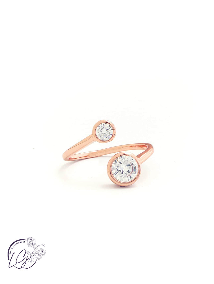 Clear Adjustable Double Cubic Zirconia Rings