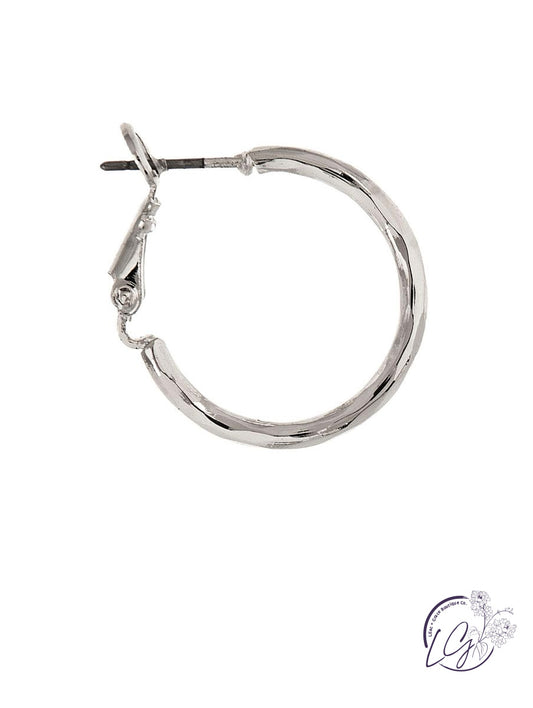 Small Silver Hammered Hoop