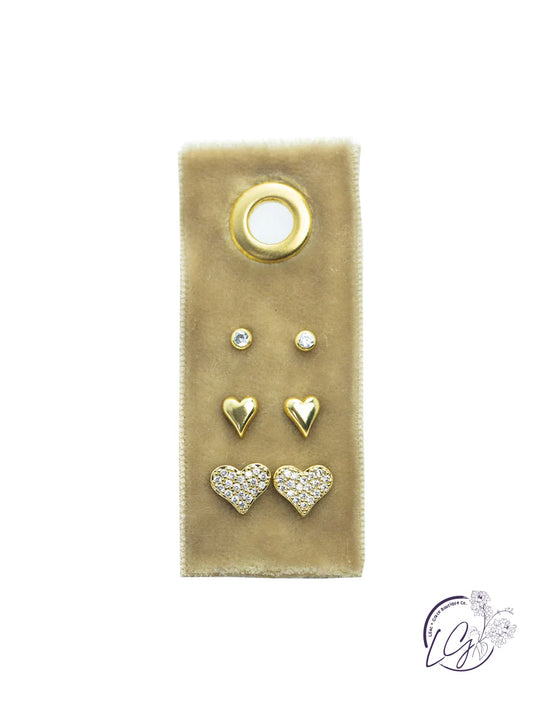 Heart Velvet Stud Gift Set