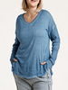 Curvy Katie Long Sleeve Top in Denim