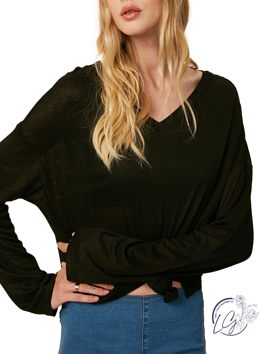 The One Basic Burnout V-Neck Long Sleeve