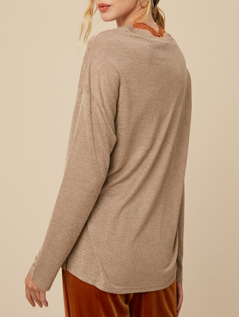 The One Basic Burnout V-Neck Long Sleeve