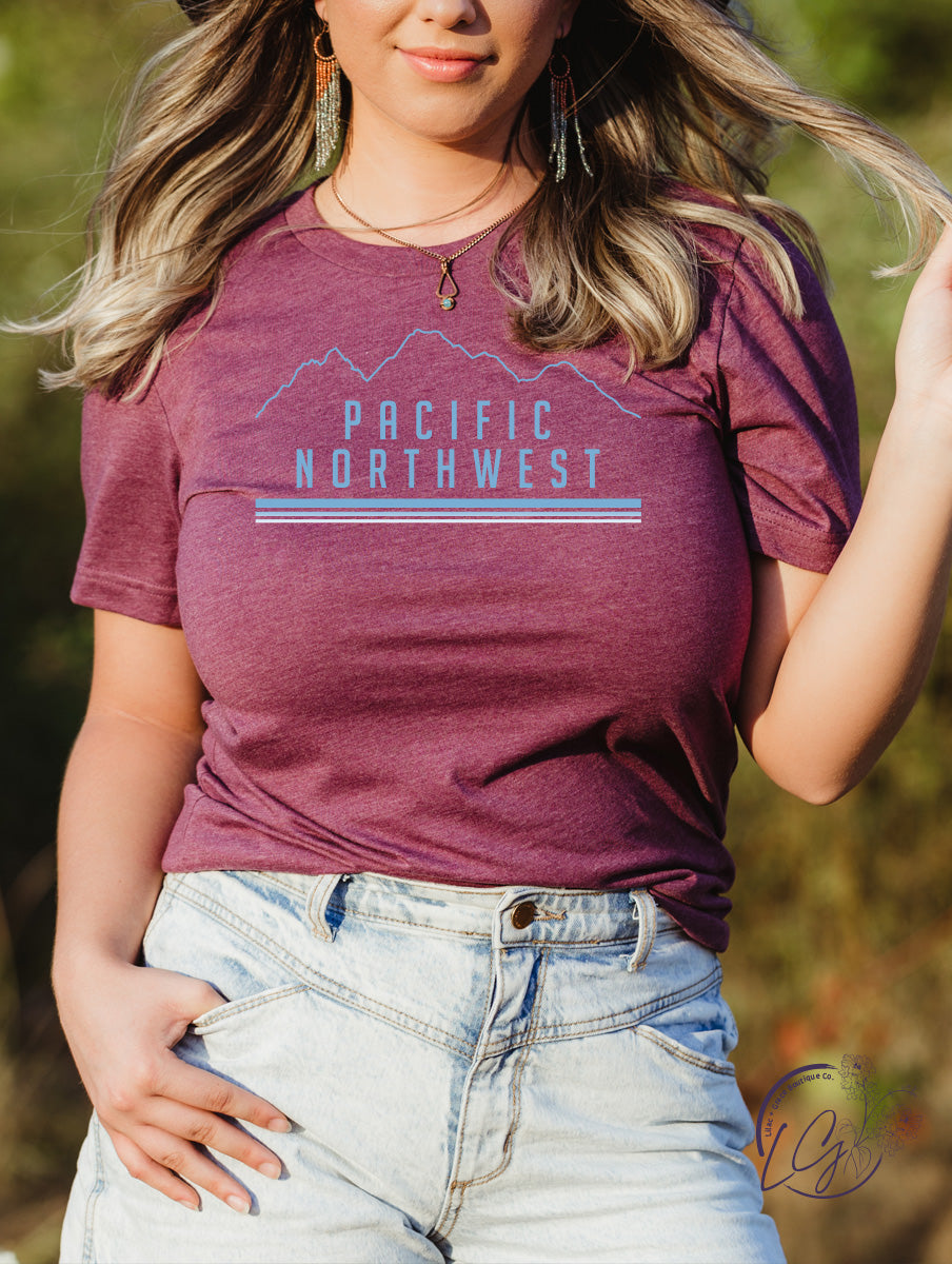 Curvy The Great Pacific Northwest Tee in Maroon