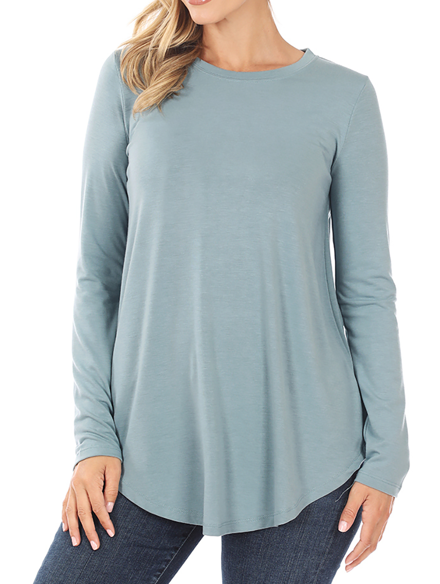 Curvy Must Have Scoop Neck Long Sleeve