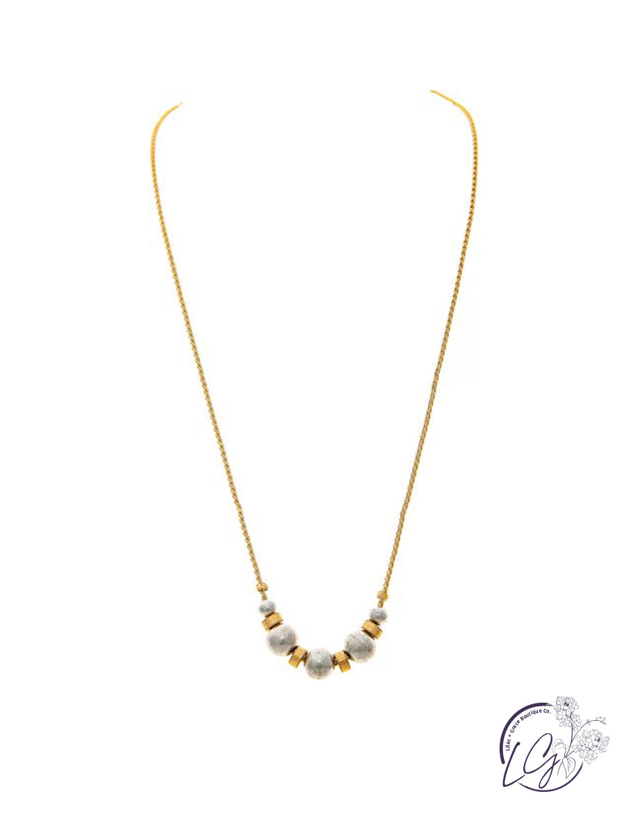 Two Tone Delicate Ball Detail Necklace