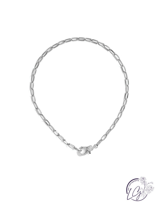 Statement Link Necklace with CZ Clasp