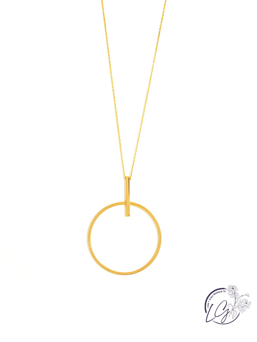 Long Etched Circle Necklace