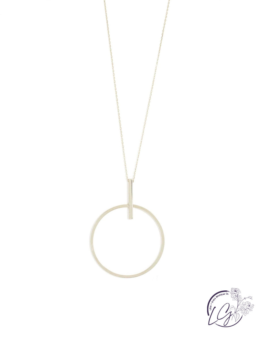 Long Etched Circle Necklace