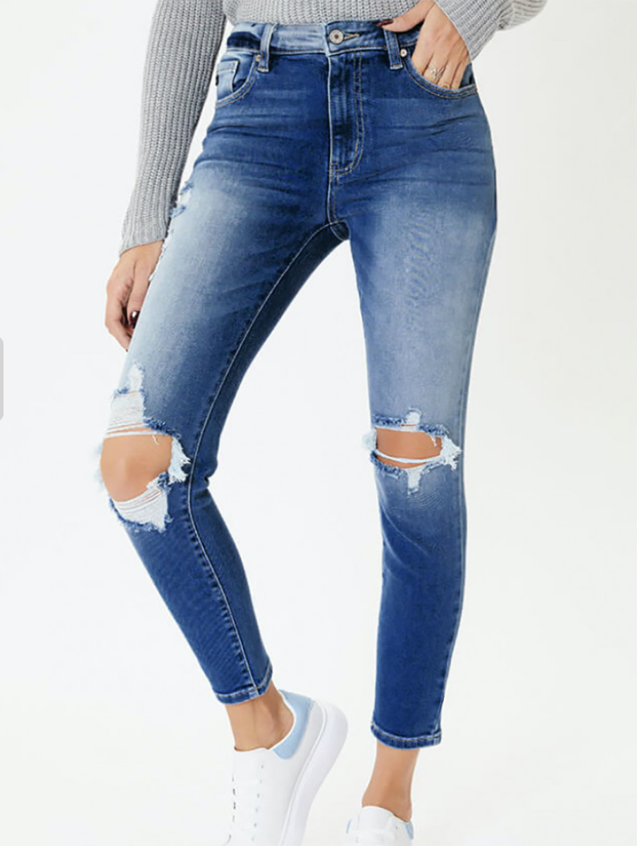 Nikki High-Rise Distressed Skinny Jean by KanCan