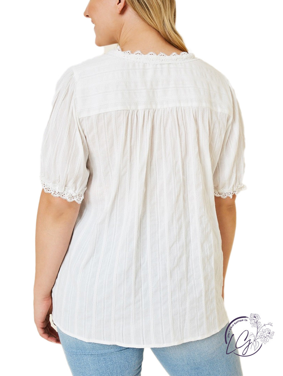 Curvy Lace Embrace Button-Up Top