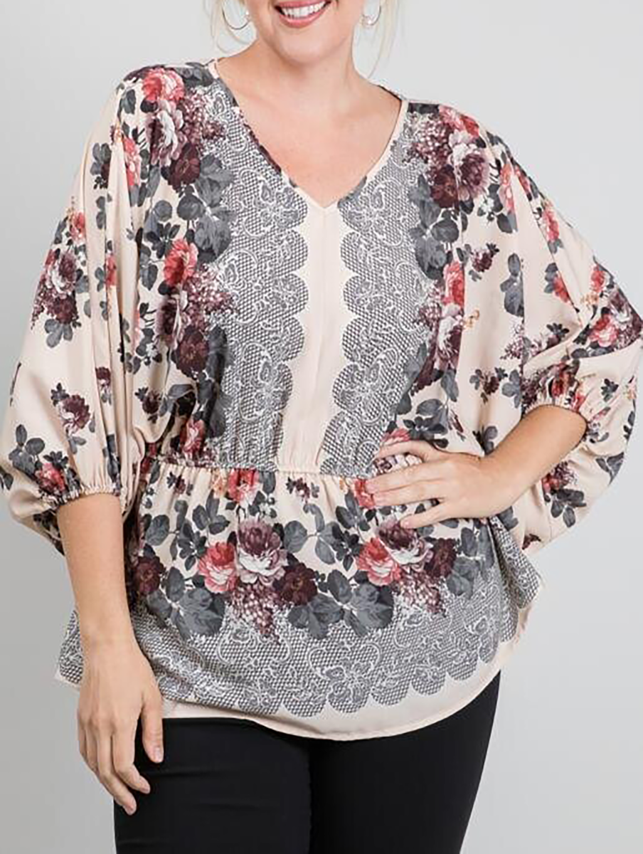 Curvy Reflections Floral Blouse