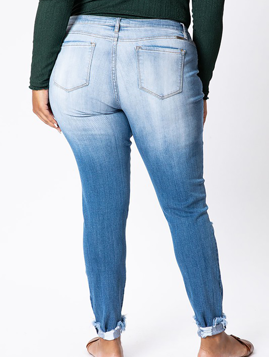 Curvy Sierra High Rise Distressed Ankle Skinny Jean By KanCan