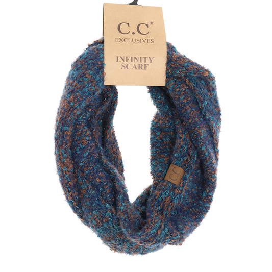 Soft Boucle Knit CC Infinity Scarf in Teal