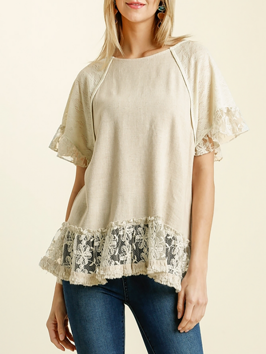 My Moment Linen Top in Oatmeal