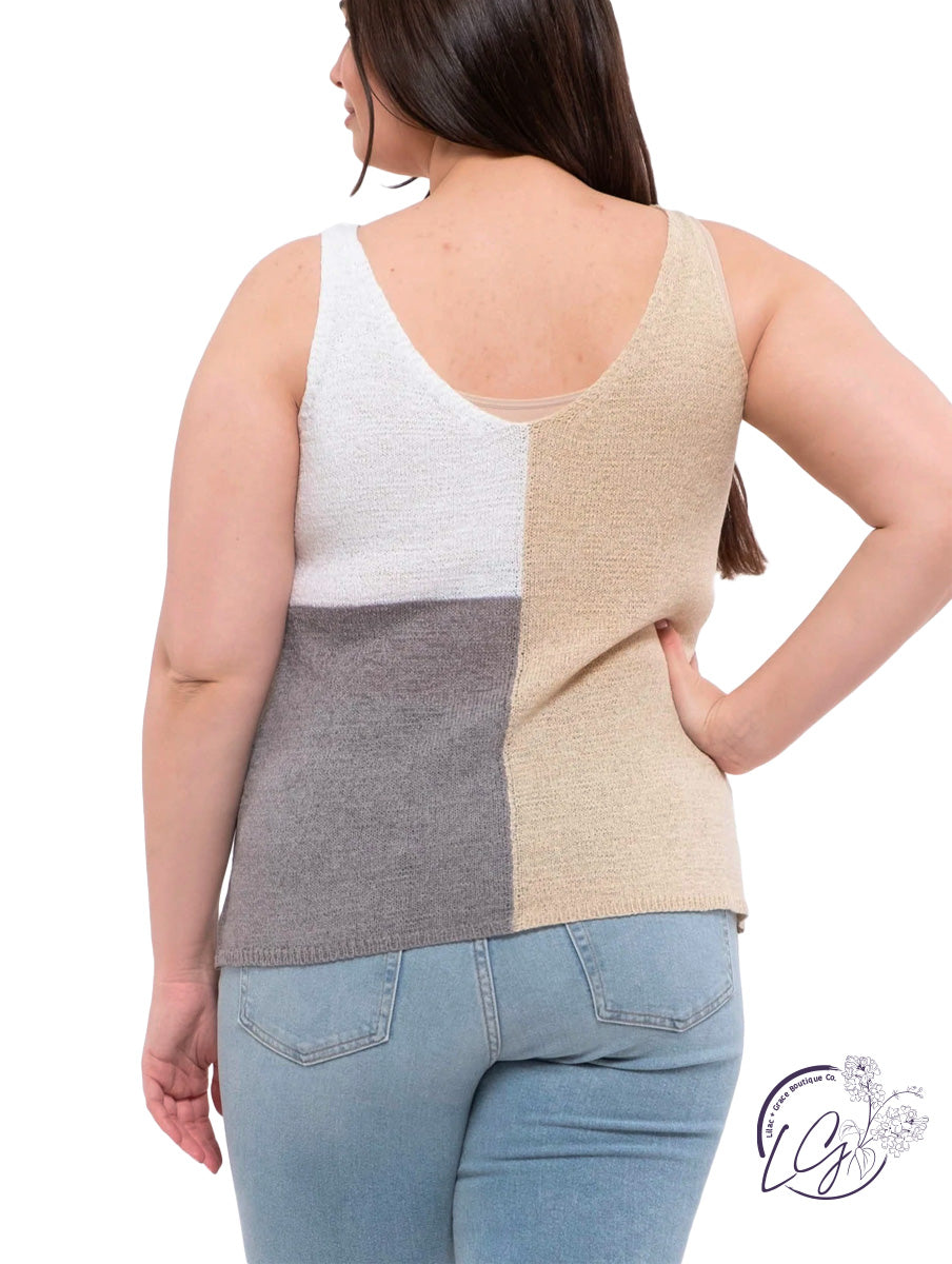 Curvy Early Days Color Block Tank Top